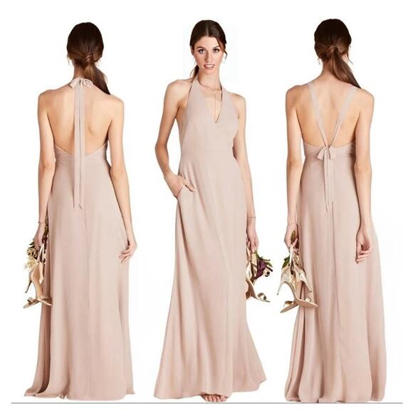NWT Birdy Grey Moni Convertible Chiffon Maxi Bridesmaid Dress in Taupe Women 2XL - Picture 1 of 13